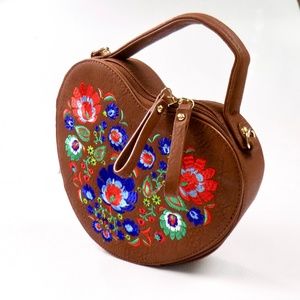 Embroidered Heart-shaped Purse